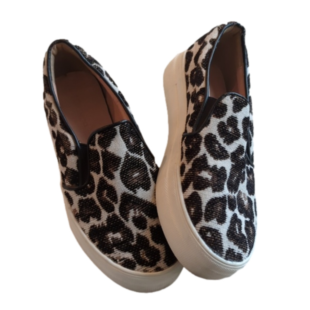 Topshop Leopard Print Canvas Slip On Streetwear S… - image 1